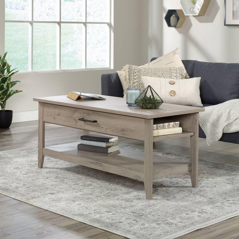 Laurel Oak Lift-Top Coffee Table with Storage and Metal Handle