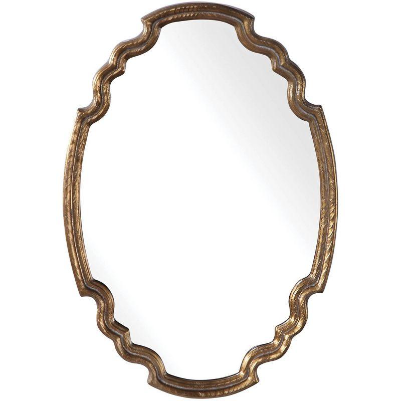 Ariane Gold Leaf 25" x 35" Oval Wood Wall Mirror