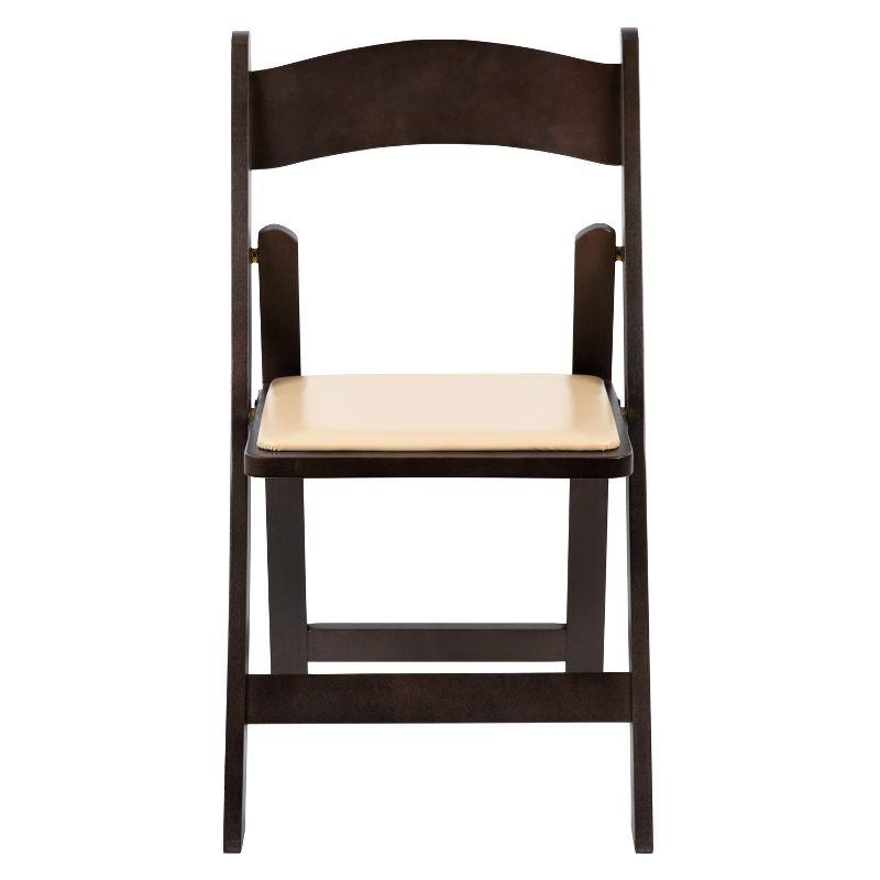 Flash Furniture HERCULES Series Chocolate Wood Folding Chair with Vinyl Padded Seat