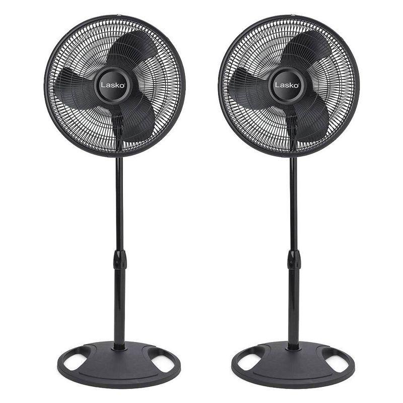 Lasko Lasko 16 Inch Oscillating Adjustable Tilting Pedestal Stand Fan, White (2 Pack) (Set of 2)