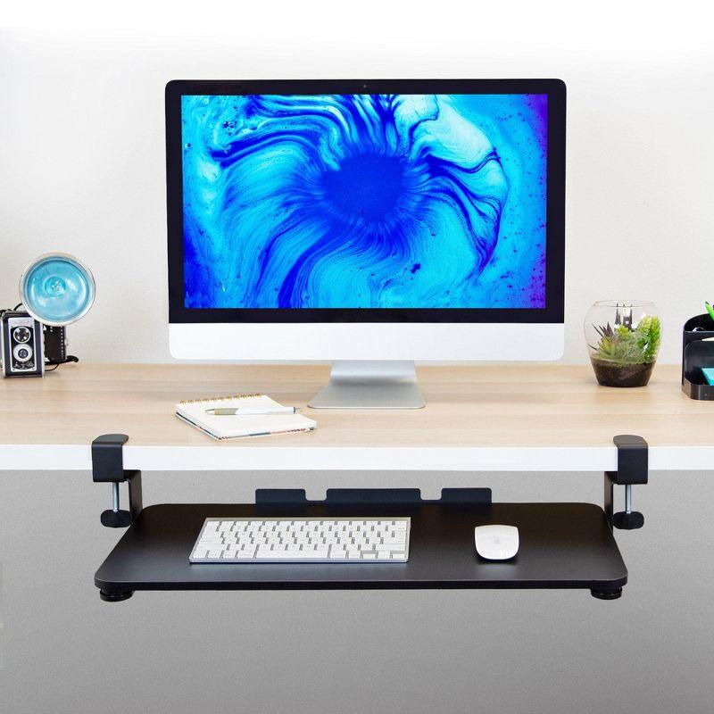 Mount-It! Clamp Keyboard Tray | Sliding Under Desk Keyboard &  Mouse Platform | Retractable Undermount Drawer | No Screws or Scratches to Assemble