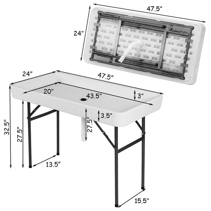 Costway 4 Foot Party Ice Cooler Folding Table Plastic with Matching Skirt Black/White