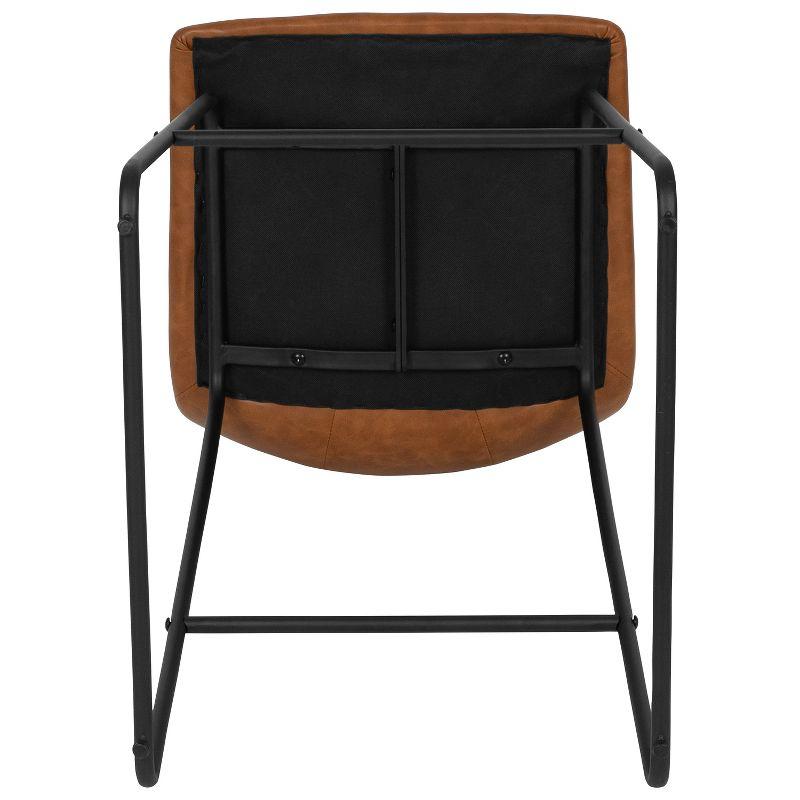 Reagan Light Brown Faux Leather Barstools with Metal Legs, Set of 2