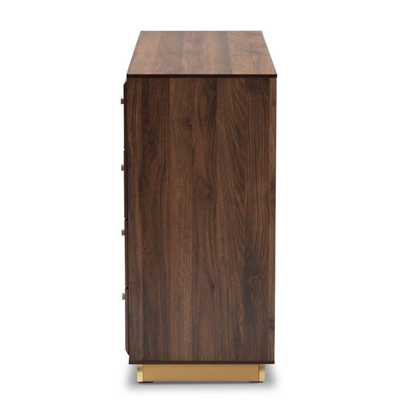 Cormac Wood and Metal 8 Drawer Dresser Walnut Brown/Gold - Baxton Studio: Modern Storage Furniture for Bedroom