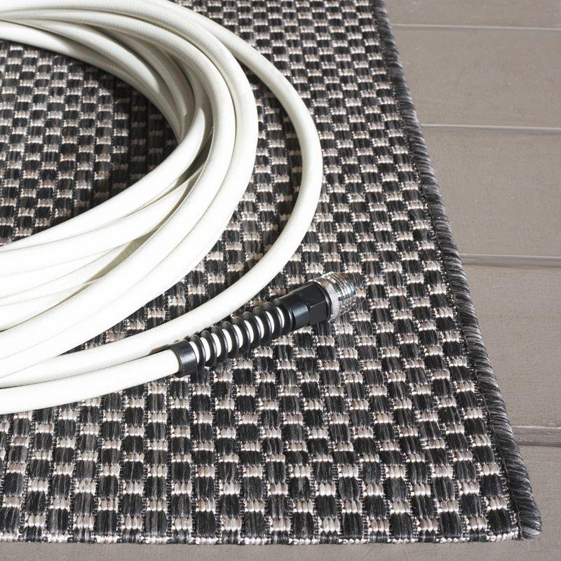 Courtyard CY8521 UV & Stain Resistant Non-Shedding Power Loomed Indoor/Outdoor Area Rug - Black/Beige - 9'x12' - Safavieh