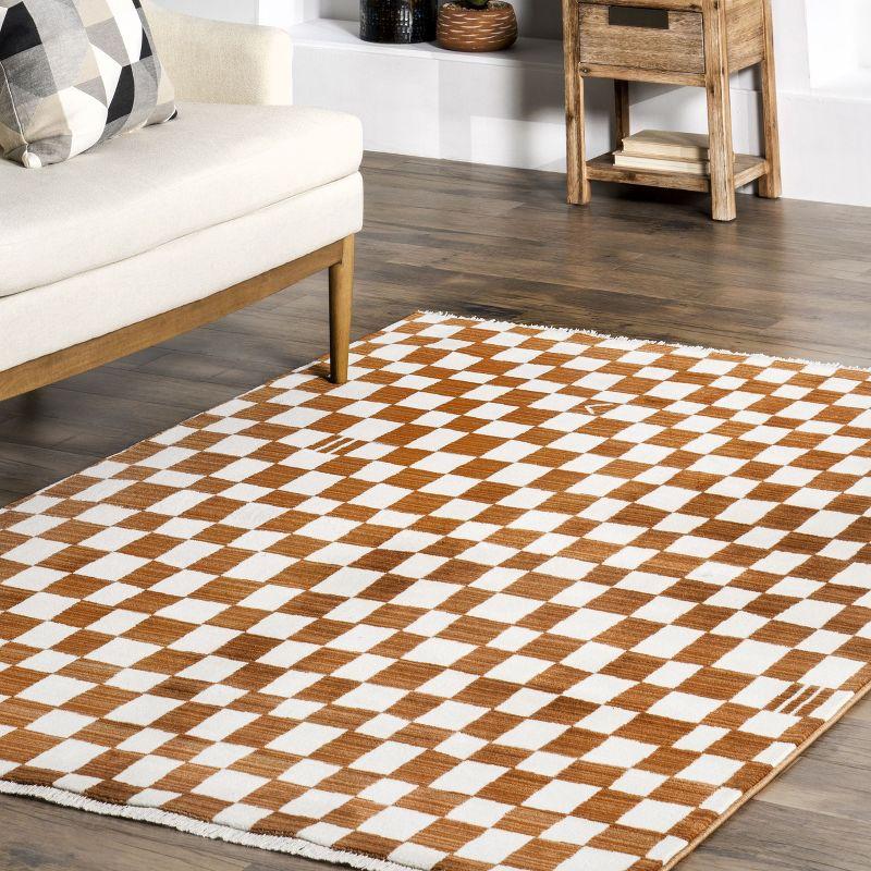 Nuloom Dominique Abstract Checkered Fringe Area Rug