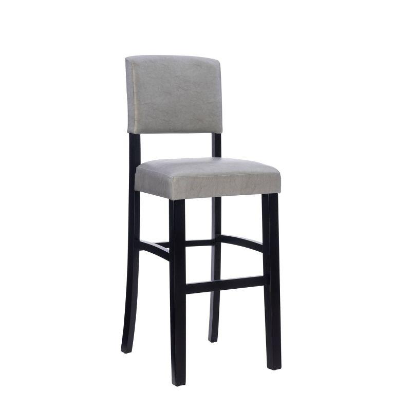 Elegant Dove Gray Faux Leather Upholstered Bar Stool with Black Wood Frame