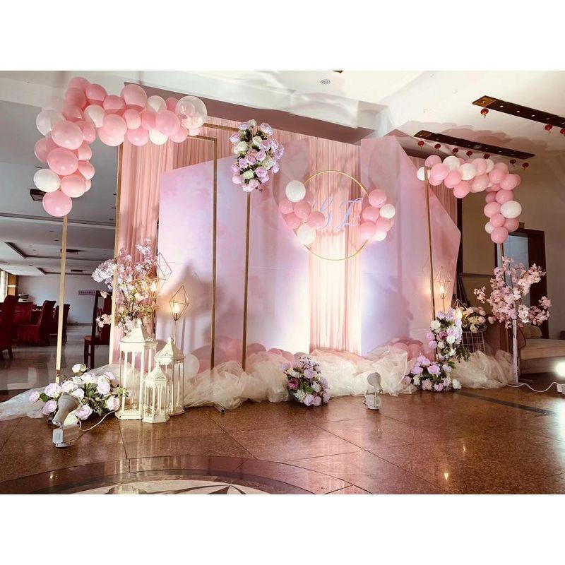 6.6x6.6 FT Square Backdrop Stand Gold Wedding Arch for Ceremony Metal Balloon Arch Stand Indoor Outdoor for Birthday, Wedding Decoration
