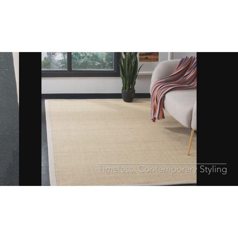 Sage and Brown Sisal Area Rug with Border, 5' x 8'