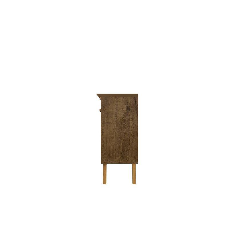 Manhattan Comfort 62.99" Yonkers Sideboard Rustic Brown: Mid-Century Modern, MDF, 4-Door Storage