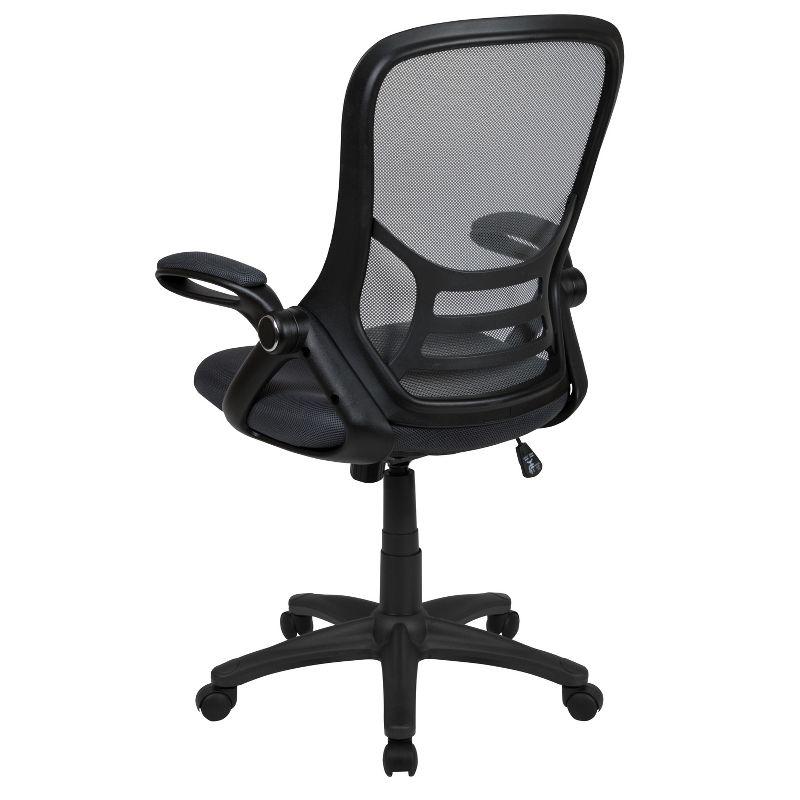 Flash Furniture Porter High Back Dark Gray Mesh Ergonomic Swivel Office Chair with Black Frame and Flip-up Arms
