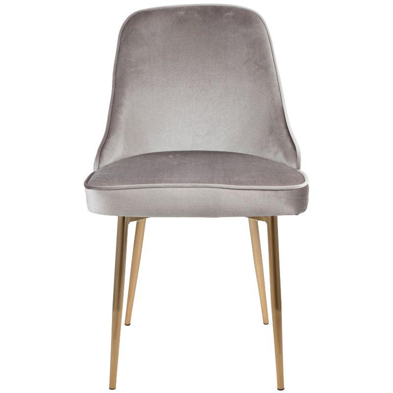 Set of 2 Dining Chairs LumiSource Silver Gold: Velvet Upholstery, Chrome-Plated Legs, Floor Protectors