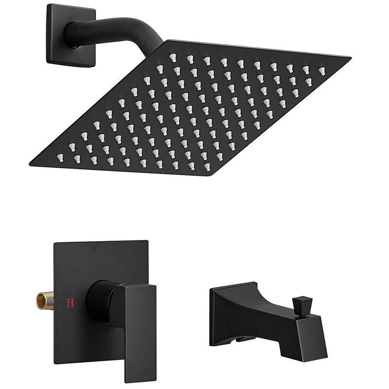 Matte Black Stainless Steel Square Rainfall Shower Faucet Set