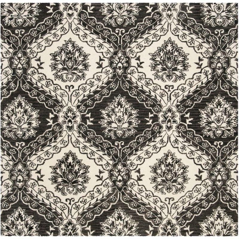 Blossom BLM601 Hand Tufted Area Rug - Charcoal/Ivory - 6'x6' - Safavieh.