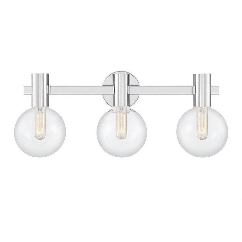 Wright 3-Light Chrome Vanity Light with Clear Glass Shades