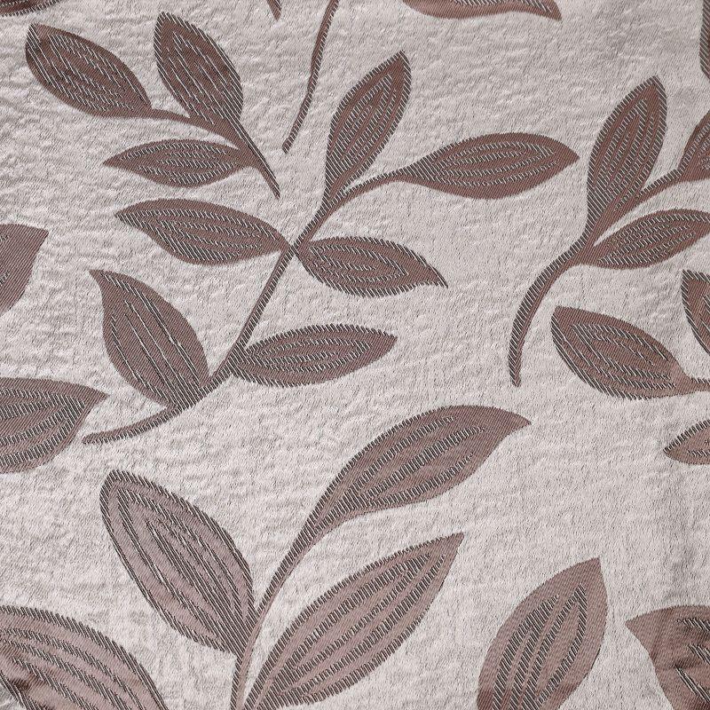 Espresso Polyester Blackout Curtains with Leaf Design, Set of 2