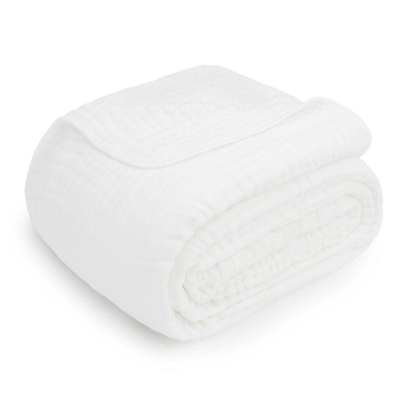 Muslin Blanket for Adults, Extra Large Twin 90” x 66” By Comfy Cubs - White
