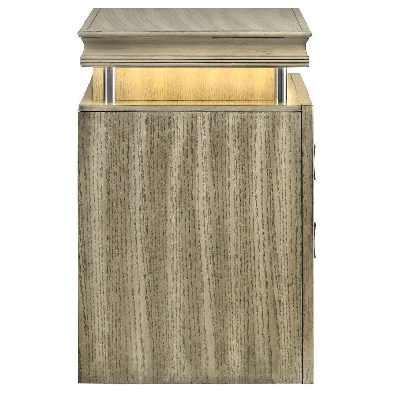 Coaster Home Furnishings Giselle 3-Drawer Nightstand Bedside Table with LED Rustic Beige