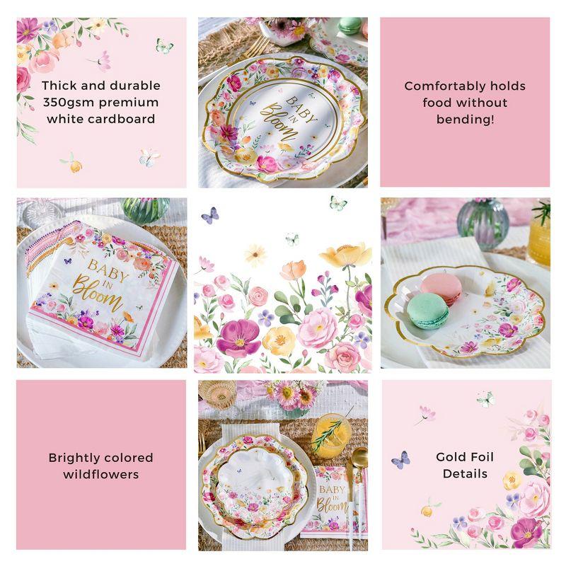 Kate Aspen Kate Aspen Baby in Bloom 62 Piece Party Tableware Set Baby Shower Party Decorations Plates & Napkins, Vibrant Floral Botanical (16 Guests)- Perfect for Greenery Baby Shower (Set of 62)