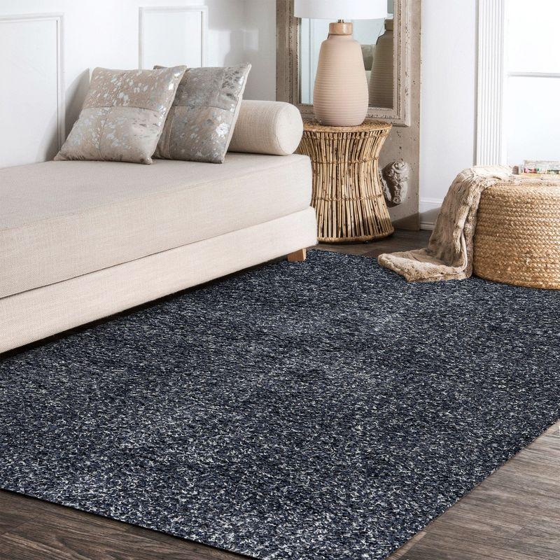 4'x6' Mercer Shag Plush Area Rug, Denim - JONATHAN Y
