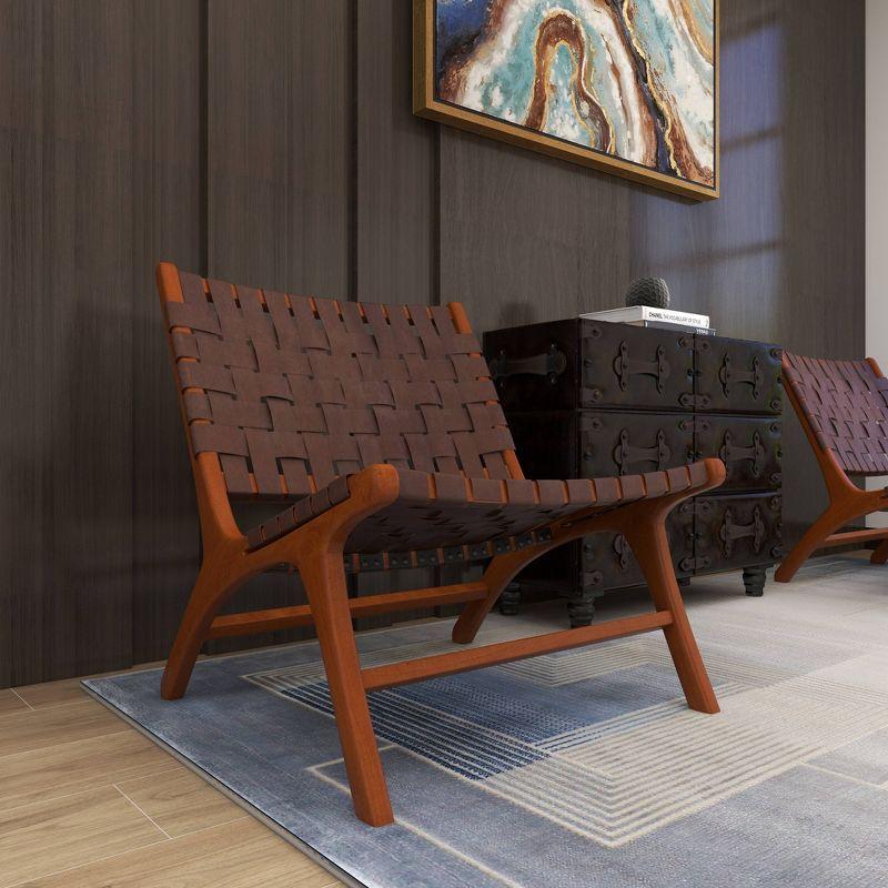 Set of 2 Contemporary Mahogany Accent Chair - Olivia & May