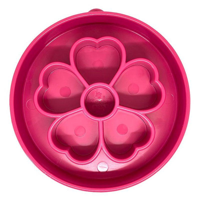 Pink Flower Design Slow Feeder Dog Bowl