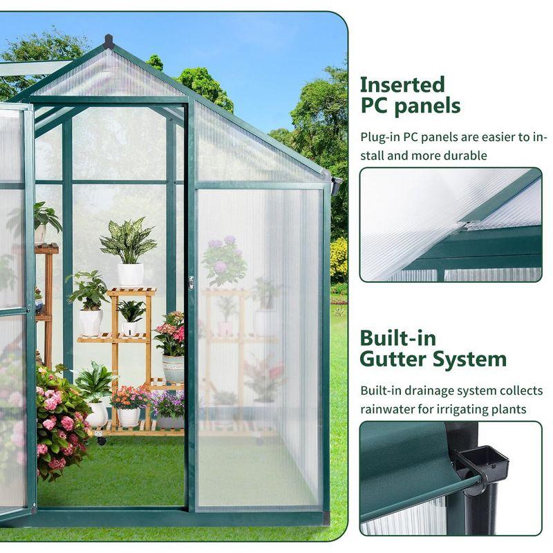 12x8 FT Greenhouse for Outdoors, Large Walk-in Greenhouse with Roof Vent, Heavy Duty Polycarbonate Greenhouse for Garden Patio Backyard