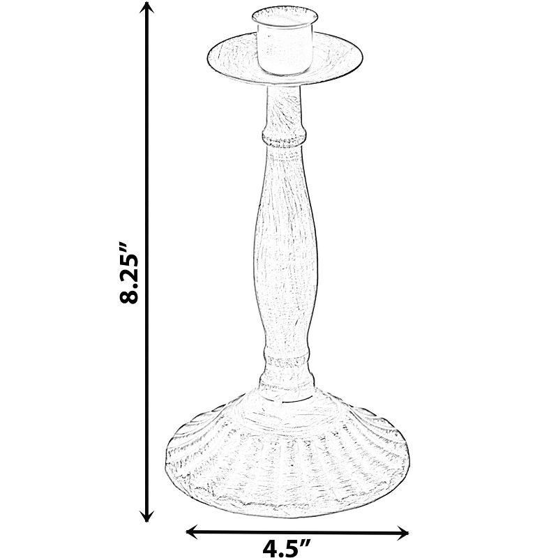 Fabulaxe Antique 8" Distressed Candlestick for Dining Room, Entryway, Kitchen and Vanity