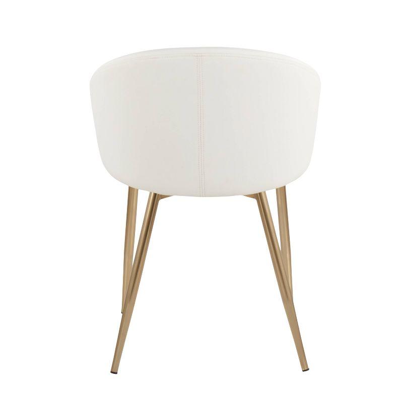 Set of 2 Claire Dining Chairs Gold/White - LumiSource: Modern Low Backrest, Steel Frame, Faux Leather