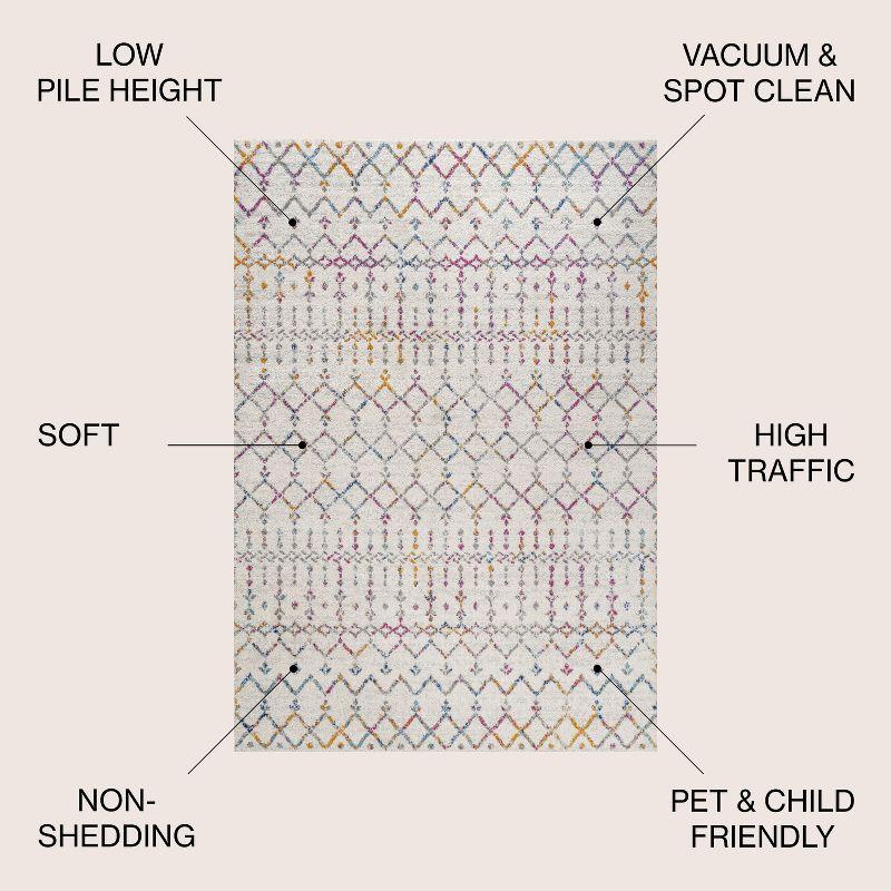 JONATHAN Y Moroccan HYPE Boho Vintage Diamond Ivory/Multi 8 ft. x 10 ft. Area Rug