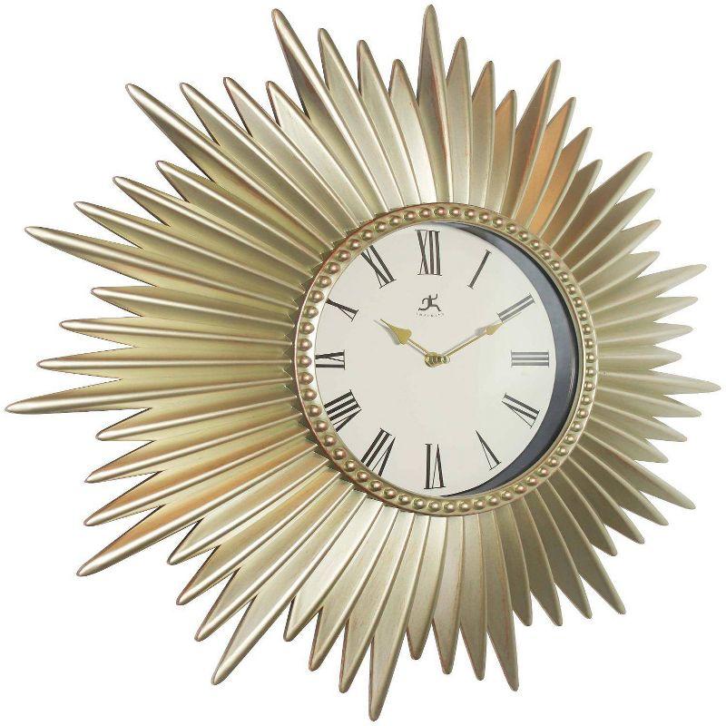 24" Sunburst Wall Clock Gold - Infinity Instruments: Modern Star-Shaped, Analog Display, Indoor Use
