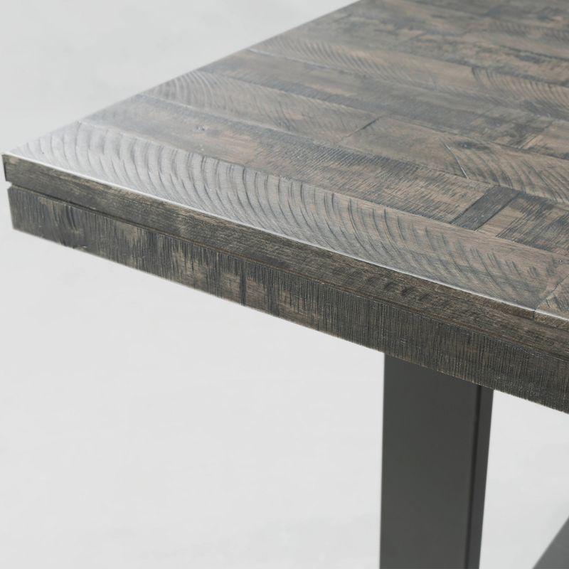 Picket House Furnishings Sullivan Dining Table Dark Ash: Modern Lacquered Rubberwood, Seats 6, Double Pedestal