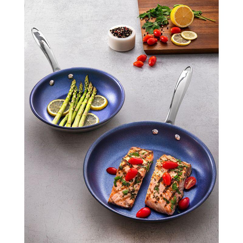 Blue Stainless Steel Nonstick 10" & 11" Fry Pan Set