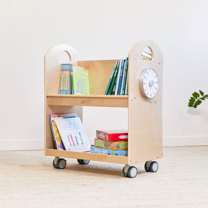 ECR4Kids Mobile Book Cart with Countdown Timer, Classroom Bookshelf