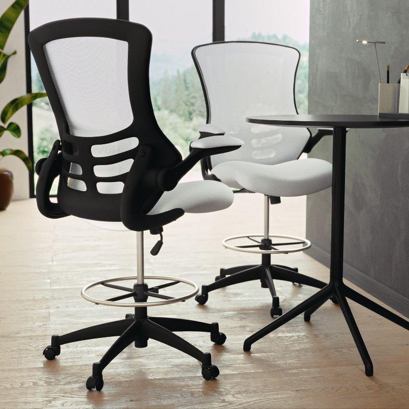 Flash Furniture Mid-Back Mesh Ergonomic Drafting Chair with Adjustable Foot Ring and Flip-Up Arms