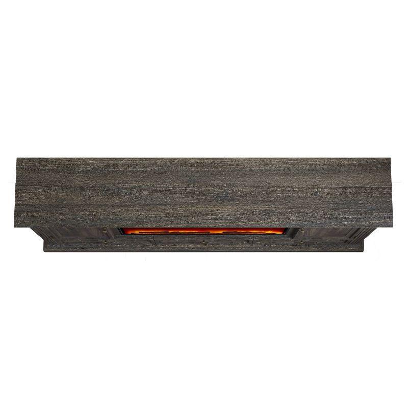 Festivo 72" Vintage TV Stand for TVs up to 70" with Electric Fireplace Brown: MDF Media Console, Storage