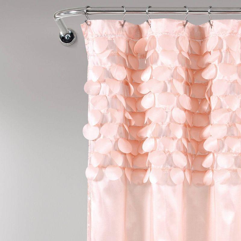 Blush Polyester 72" Textured Shower Curtain with 3D Circles