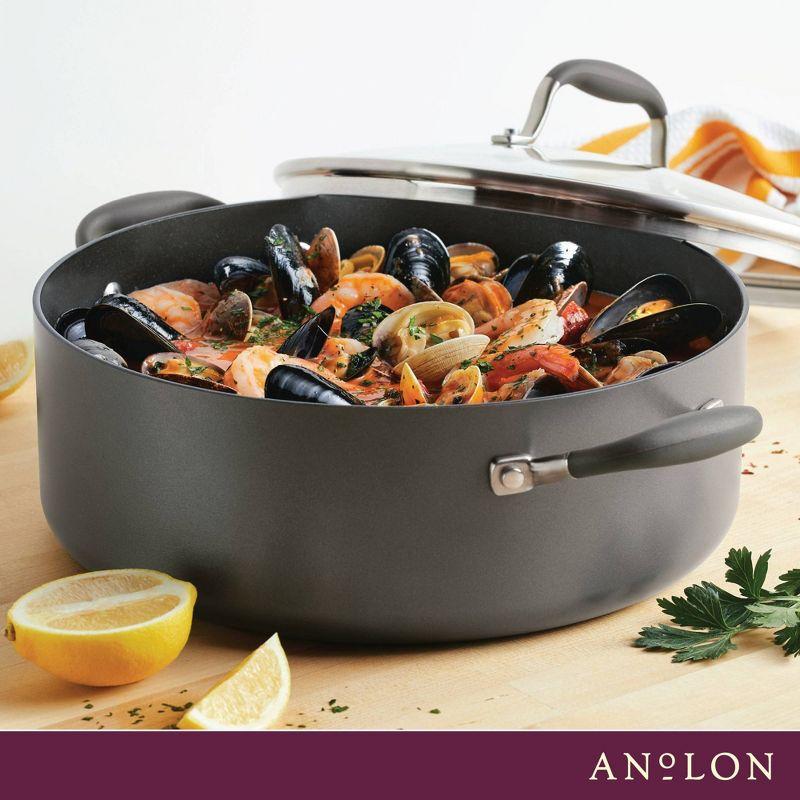 Anolon Advanced Home 7.5qt Covered Wide Stockpot Moonstone: Nonstick, Hard Anodized Aluminum, Oven-Safe, Stainless Steel Handle