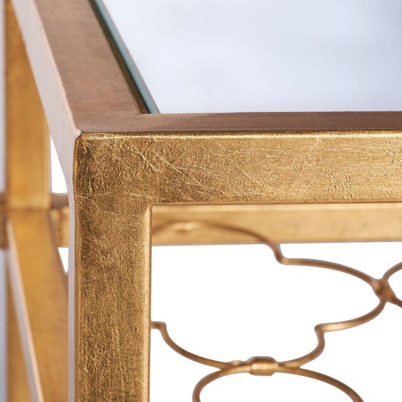 Hanzel Gold Leaf Glass Side Table - AMH8312A - Gold/Glass - Safavieh Couture