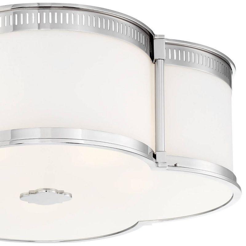 Minka Lavery Modern Ceiling Light Flush Mount Fixture 22" Polished Nickel Dimmable LED Etched White Glass for Bedroom Kitchen Home