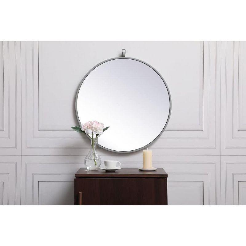 Elegant Lighting Metal frame round mirror with decorative hook 21 inch in Black