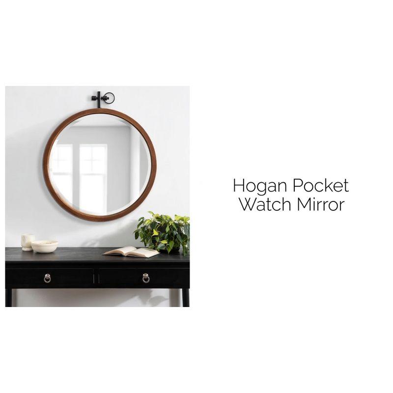 Kate and Laurel Hogan Round Wood Round Mirror, 24x28, Walnut Brown