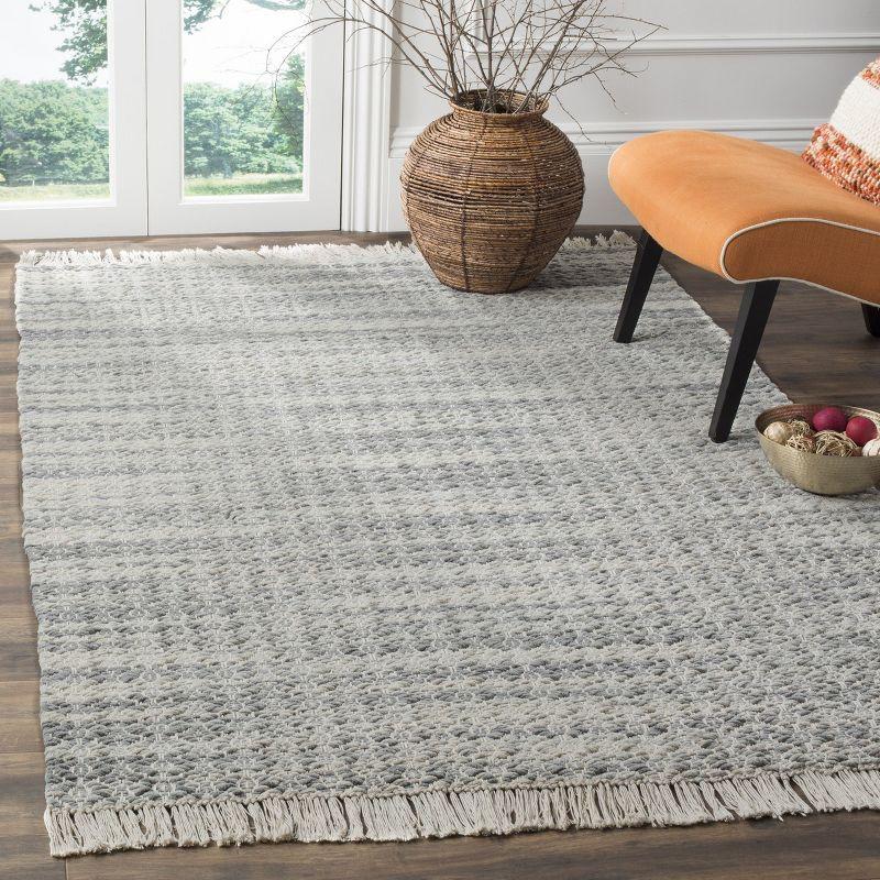 Handmade Tufted Geometric Gray Cotton 6' x 9' Area Rug