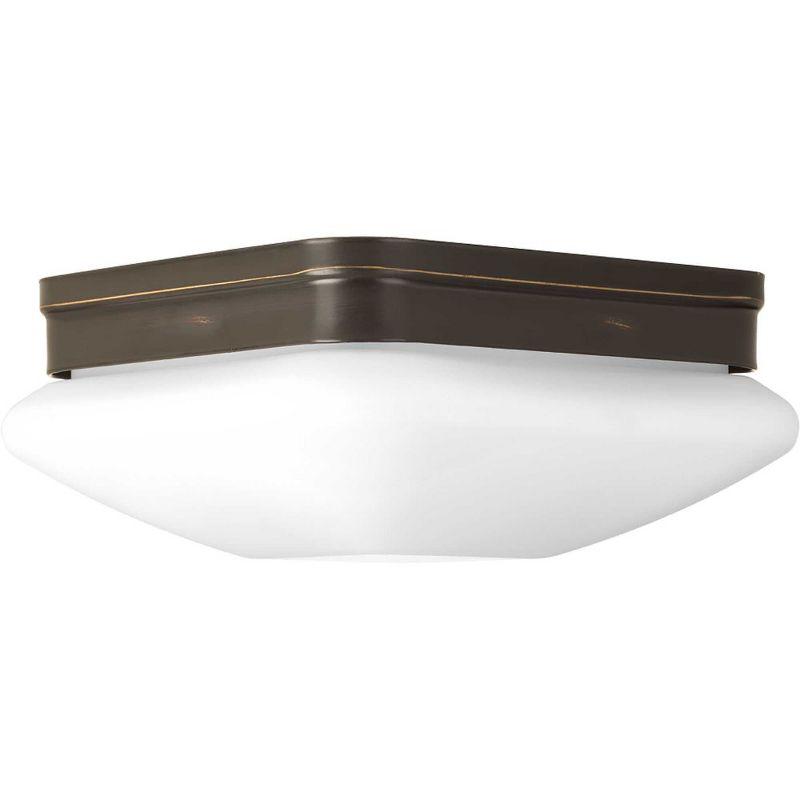 Progress Lighting, Appeal Collection, 2-Light Flush Mount, Antique Bronze, Square Etched Opal Glass