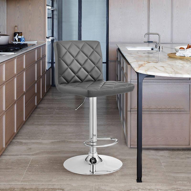 Duval Adjustable Barstool with Faux Leather and Metal Finish Gray - Armen Living