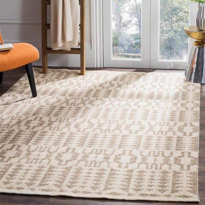 Nomadic Essence Hand-Woven Gray Geometric Wool Area Rug 4' x 6'