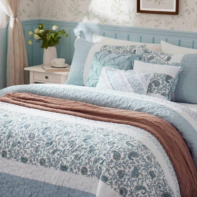 Madison Park Dawn 6 Piece Cotton Percale Quilt Set with Throw Pillows