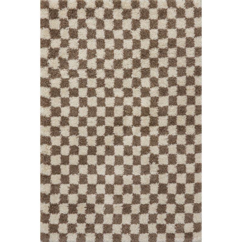 Nuloom Adelaide Mid-Century Checkered Shag Indoor Area Rug, 2' x 3', Beige