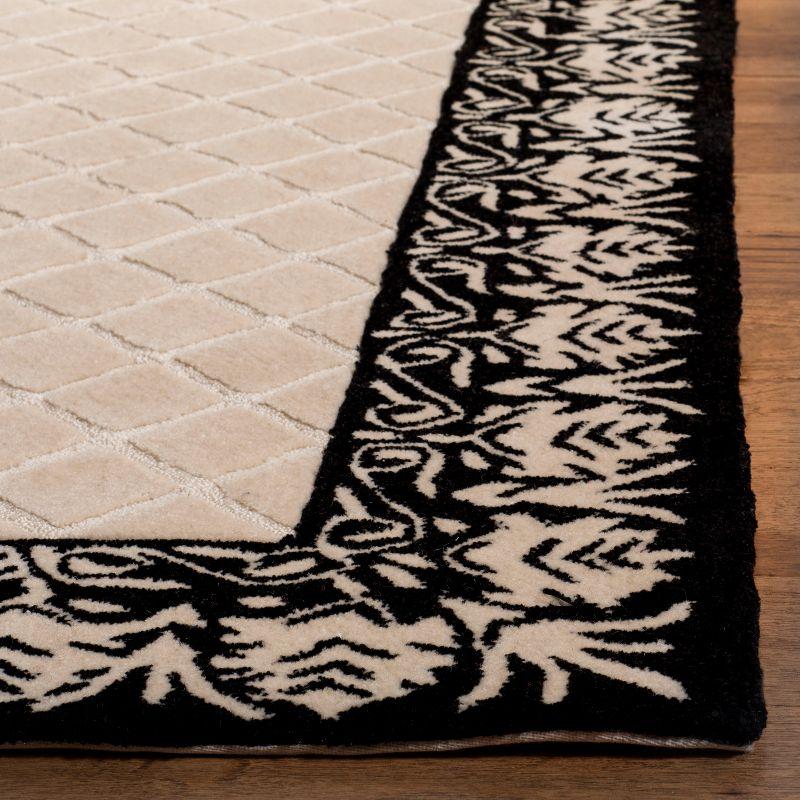 6' x 9' Black and Beige Hand-Knotted Oriental Rug