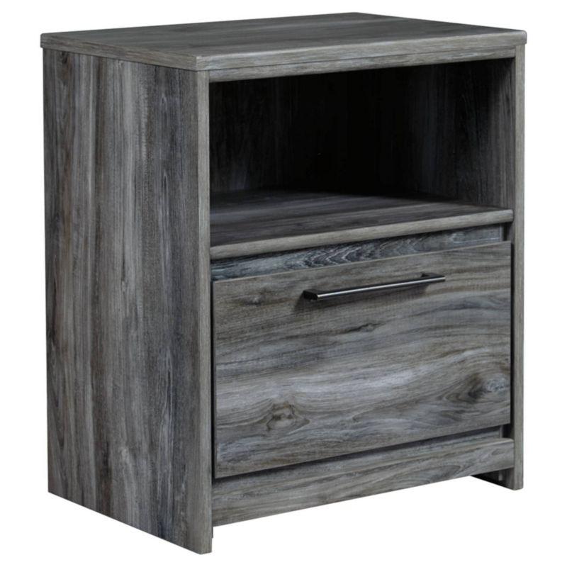 Driftwood-Inspired Smoky Gray 1-Drawer Nightstand with Modern Handle